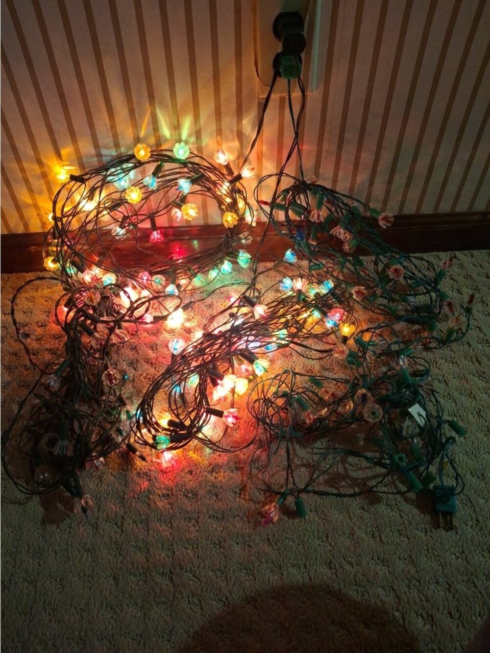 Vintage Christmas Tulip Flower Reflector String Lights X 5 Multi-Color &